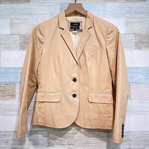 J Crew Cotton Silk Schoolboy Blazer Tan Two Button Lined Career Work Womens 0